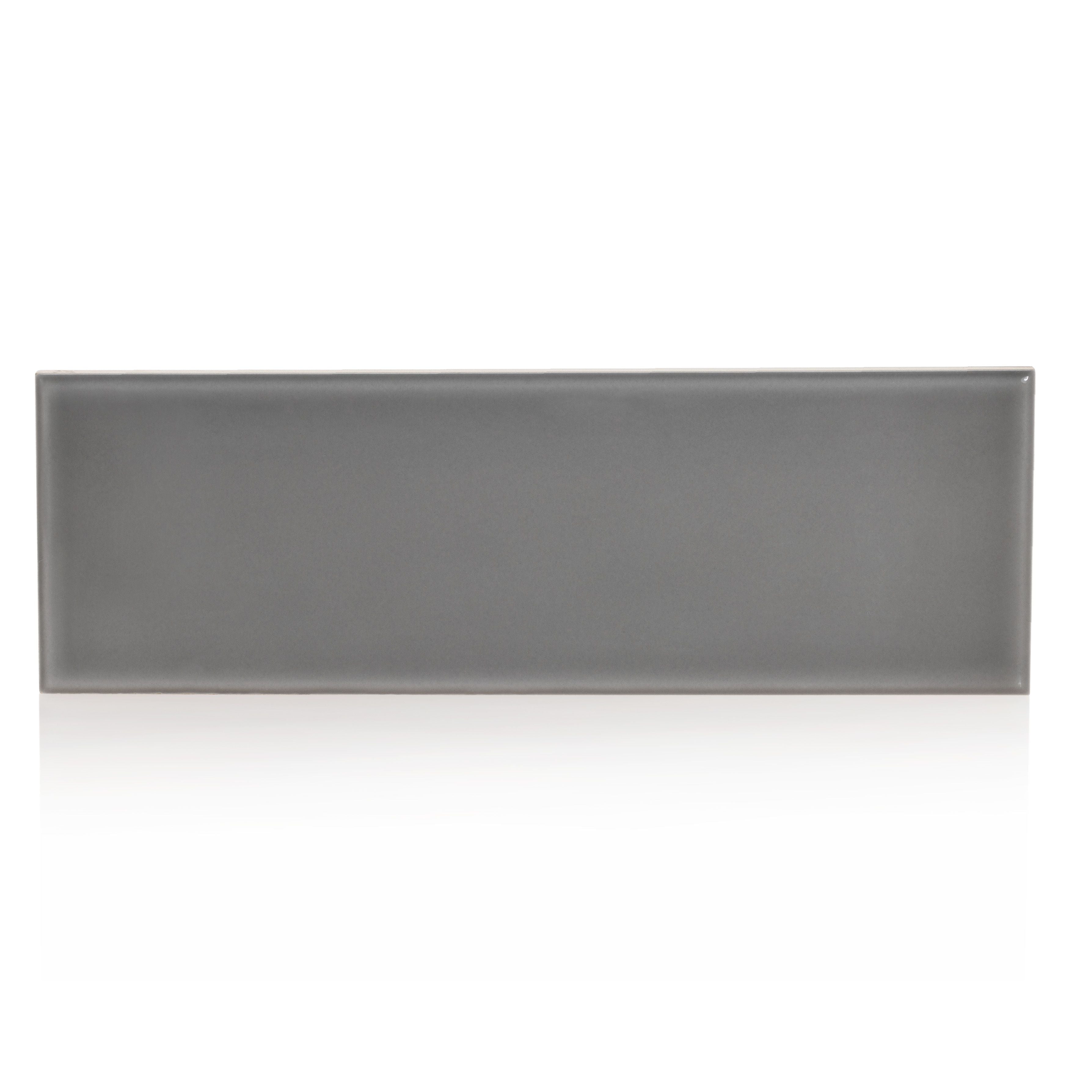 3x9 Timeless Dark Gray ceramic gloss wall tile - Industry Tile
